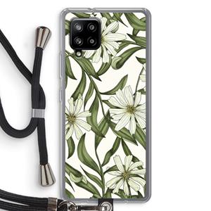 CaseCompany Wit bloemenpatroon: Samsung Galaxy A42 5G Transparant Hoesje met koord