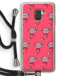 CaseCompany Flamingo: Samsung Galaxy A8 (2018) Transparant Hoesje met koord