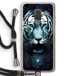 CaseCompany Darkness Tiger: Samsung Galaxy A8 (2018) Transparant Hoesje met koord