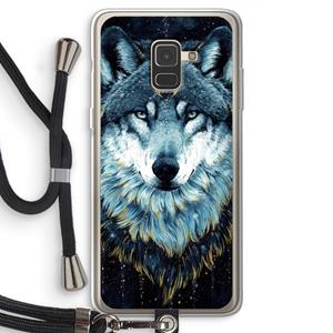 CaseCompany Darkness Wolf: Samsung Galaxy A8 (2018) Transparant Hoesje met koord