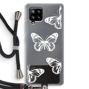 CaseCompany White butterfly: Samsung Galaxy A42 5G Transparant Hoesje met koord