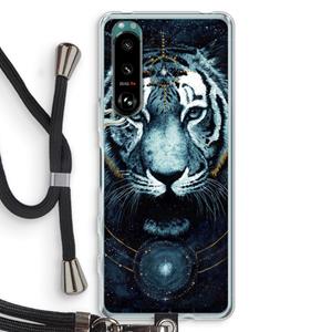 CaseCompany Darkness Tiger: Sony Xperia 5 III Transparant Hoesje met koord