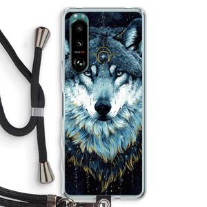 CaseCompany Darkness Wolf: Sony Xperia 5 III Transparant Hoesje met koord