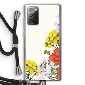 CaseCompany Wilde bloemen: Samsung Galaxy Note 20 / Note 20 5G Transparant Hoesje met koord