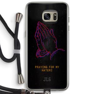 CaseCompany Praying For My Haters: Samsung Galaxy S7 Edge Transparant Hoesje met koord