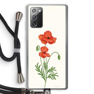 CaseCompany Red poppy: Samsung Galaxy Note 20 / Note 20 5G Transparant Hoesje met koord