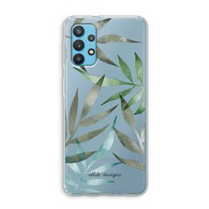 CaseCompany Tropical watercolor leaves: Samsung Galaxy A32 4G Transparant Hoesje