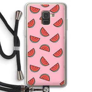 CaseCompany Watermeloen: Samsung Galaxy A8 (2018) Transparant Hoesje met koord