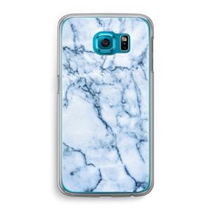 CaseCompany Blauw marmer: Samsung Galaxy S6 Transparant Hoesje