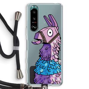 CaseCompany Lama: Sony Xperia 5 III Transparant Hoesje met koord