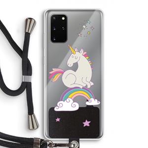 CaseCompany Regenboog eenhoorn: Samsung Galaxy S20 Plus Transparant Hoesje met koord