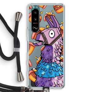 CaseCompany Loot Burger: Sony Xperia 5 III Transparant Hoesje met koord