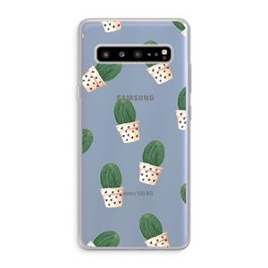 CaseCompany Cactusprint roze: Samsung Galaxy S10 5G Transparant Hoesje