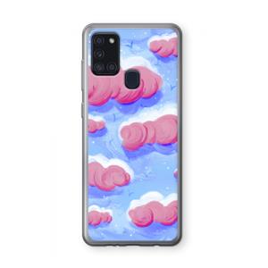 CaseCompany Roze wolken met vogels: Samsung Galaxy A21s Transparant Hoesje