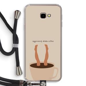 CaseCompany Aggressively drinks coffee: Samsung Galaxy J4 Plus Transparant Hoesje met koord
