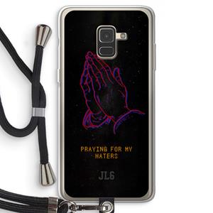 CaseCompany Praying For My Haters: Samsung Galaxy A8 (2018) Transparant Hoesje met koord