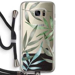 CaseCompany Tropical watercolor leaves: Samsung Galaxy S7 Edge Transparant Hoesje met koord