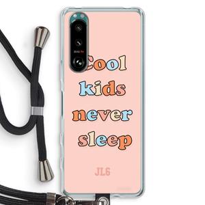 CaseCompany Cool Kids Never Sleep: Sony Xperia 5 III Transparant Hoesje met koord