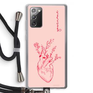 CaseCompany Blooming Heart: Samsung Galaxy Note 20 / Note 20 5G Transparant Hoesje met koord