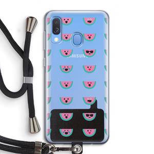 CaseCompany Smiley watermeloenprint: Samsung Galaxy A40 Transparant Hoesje met koord