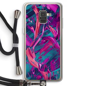 CaseCompany Pink Clouds: Samsung Galaxy A8 (2018) Transparant Hoesje met koord