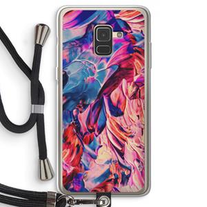 CaseCompany Pink Orchard: Samsung Galaxy A8 (2018) Transparant Hoesje met koord
