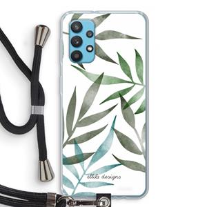 CaseCompany Tropical watercolor leaves: Samsung Galaxy A32 4G Transparant Hoesje met koord