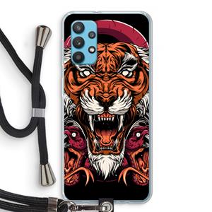 CaseCompany Tiger and Rattlesnakes: Samsung Galaxy A32 4G Transparant Hoesje met koord