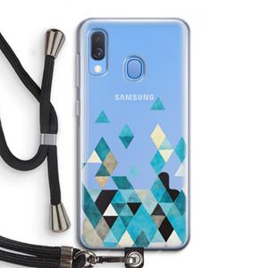 CaseCompany Gekleurde driehoekjes blauw: Samsung Galaxy A40 Transparant Hoesje met koord