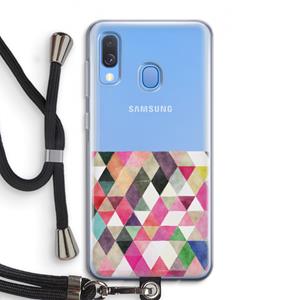 CaseCompany Gekleurde driehoekjes: Samsung Galaxy A40 Transparant Hoesje met koord