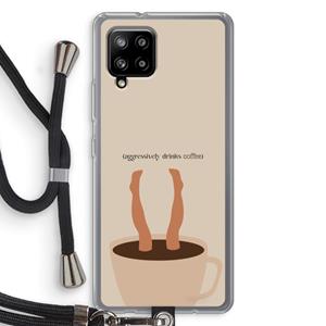 CaseCompany Aggressively drinks coffee: Samsung Galaxy A42 5G Transparant Hoesje met koord