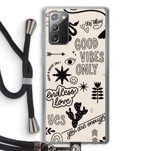CaseCompany Good vibes: Samsung Galaxy Note 20 / Note 20 5G Transparant Hoesje met koord
