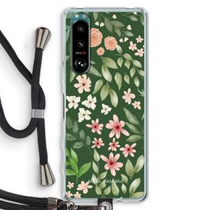 CaseCompany Botanical green sweet flower heaven: Sony Xperia 5 III Transparant Hoesje met koord