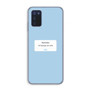 CaseCompany Reminder: Samsung Galaxy A03s Transparant Hoesje