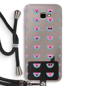 CaseCompany Smiley watermeloenprint: Samsung Galaxy J4 Plus Transparant Hoesje met koord