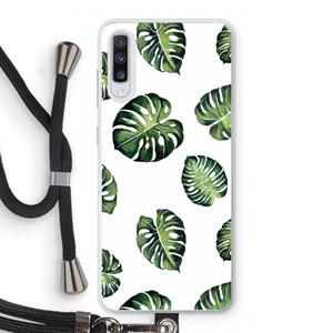 CaseCompany Tropische bladeren: Samsung Galaxy A70 Transparant Hoesje met koord