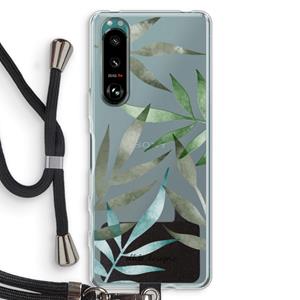 CaseCompany Tropical watercolor leaves: Sony Xperia 5 III Transparant Hoesje met koord