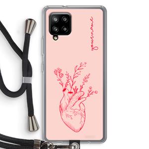 CaseCompany Blooming Heart: Samsung Galaxy A42 5G Transparant Hoesje met koord
