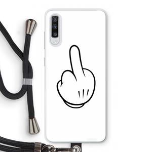 CaseCompany Middle finger white: Samsung Galaxy A70 Transparant Hoesje met koord