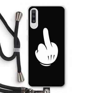 CaseCompany Middle finger black: Samsung Galaxy A70 Transparant Hoesje met koord
