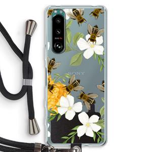 CaseCompany No flowers without bees: Sony Xperia 5 III Transparant Hoesje met koord