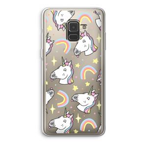 CaseCompany Rainbow Unicorn: Samsung Galaxy A8 (2018) Transparant Hoesje
