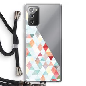 CaseCompany Gekleurde driehoekjes pastel: Samsung Galaxy Note 20 / Note 20 5G Transparant Hoesje met koord