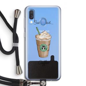 CaseCompany But first coffee: Samsung Galaxy A40 Transparant Hoesje met koord