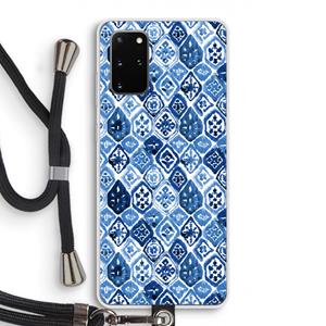 CaseCompany Blauw motief: Samsung Galaxy S20 Plus Transparant Hoesje met koord