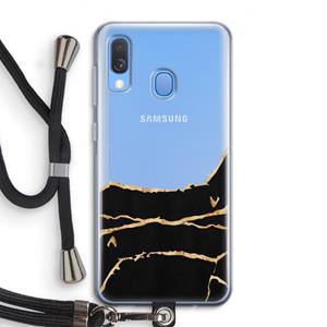 CaseCompany Gouden marmer: Samsung Galaxy A40 Transparant Hoesje met koord