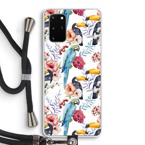 CaseCompany Bloemen tukan: Samsung Galaxy S20 Plus Transparant Hoesje met koord