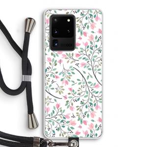 CaseCompany Sierlijke bloemen: Samsung Galaxy S20 Ultra Transparant Hoesje met koord