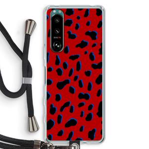 CaseCompany Red Leopard: Sony Xperia 5 III Transparant Hoesje met koord