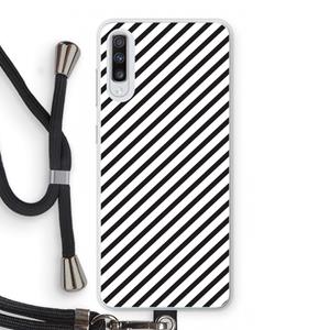 CaseCompany Strepen zwart-wit: Samsung Galaxy A70 Transparant Hoesje met koord